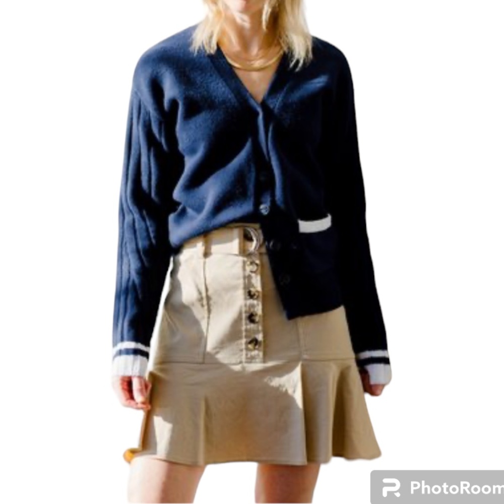 A.L.C. Miley Fluted Belted Linen Blend Mini Skirt Size 14 - Picture 11 of 11